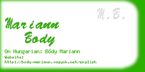mariann body business card